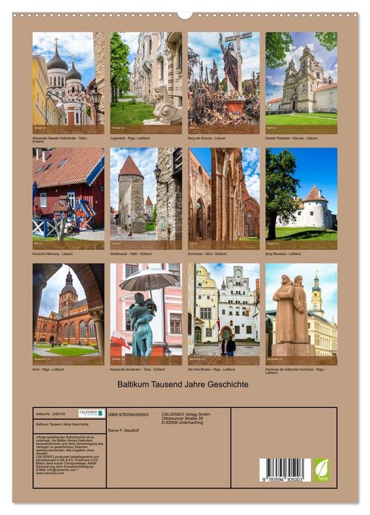 Produktbild: Baltikum Tausend Jahre Geschichte (hochwertiger Premium Wandkalender 2027 DIN A2 hoch), Kunstdruck in Hochglanz