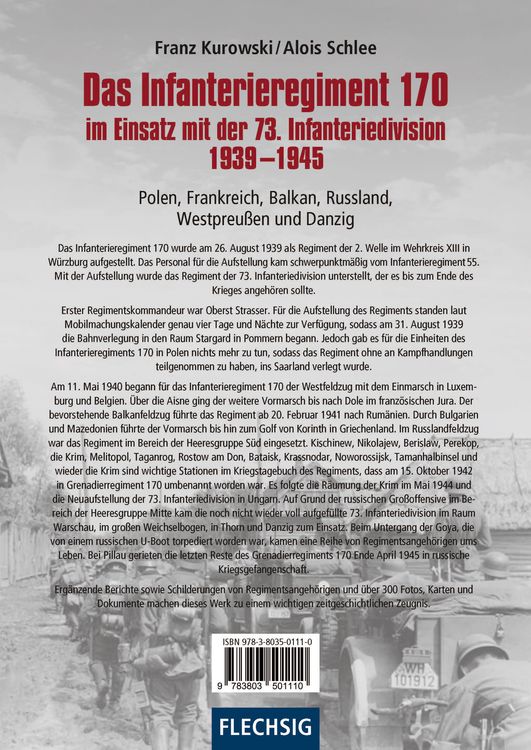 Produktbild: Das Infanterieregiment 170 im Einsatz mit der 73. Infanteriedivision 1939-1945