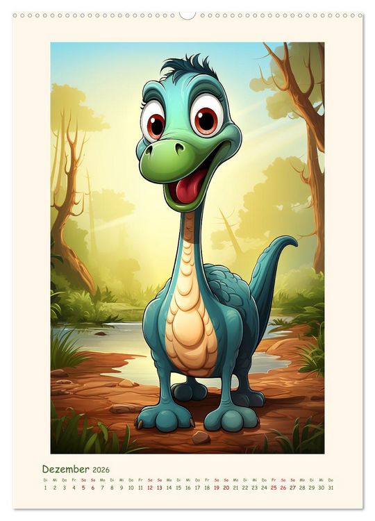 Produktbild: Happy Dinos (hochwertiger Premium Wandkalender 2026 DIN A2 hoch), Kunstdruck in Hochglanz