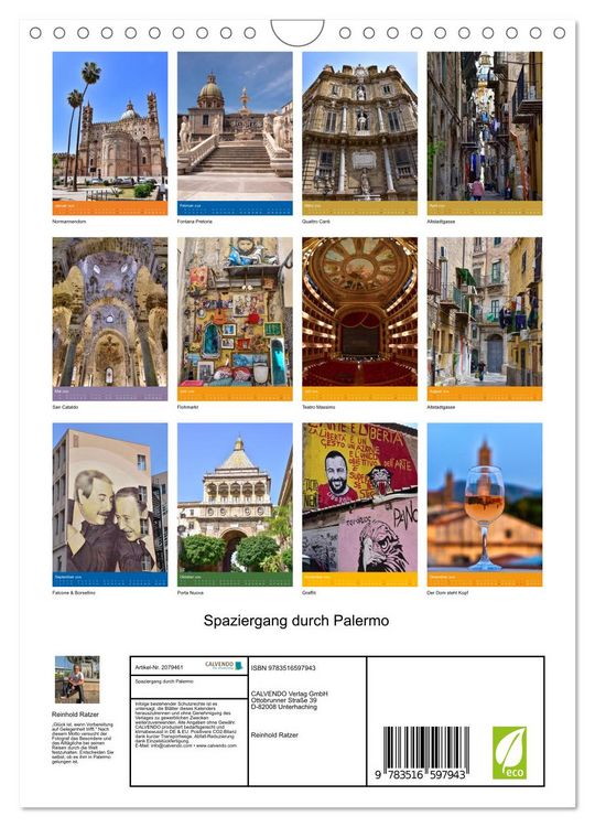 Produktbild: Spaziergang durch Palermo (Wandkalender 2026 DIN A4 hoch), CALVENDO Monatskalender