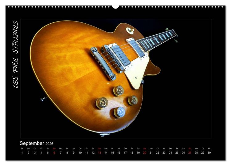 Produktbild: ROCKGITARREN in Szene gesetzt (hochwertiger Premium Wandkalender 2026 DIN A2 quer), Kunstdruck in Hochglanz