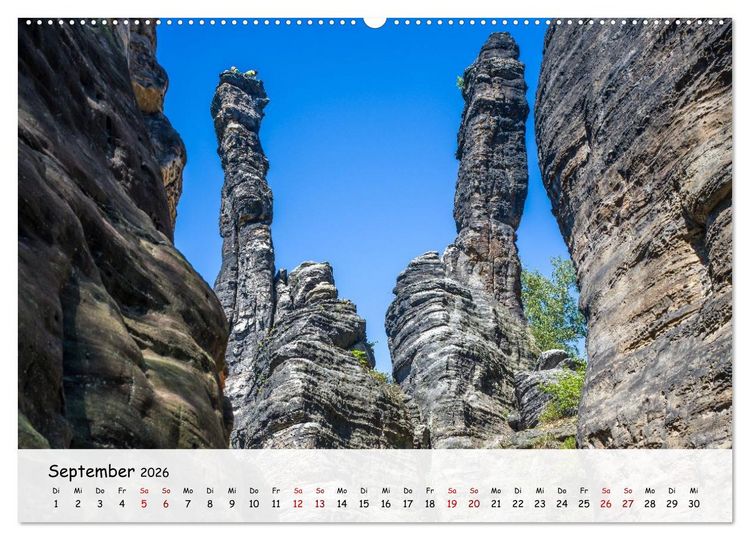 Produktbild: S&auml;chsische Schweiz - Beeindruckende Felsen und unber&uuml;hrte Natur (Wandkalender 2026 DIN A2 quer), CALVENDO Monatskalender