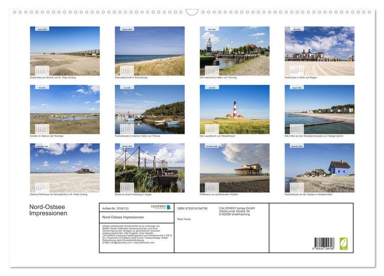 Produktbild: Nord-Ostsee Impressionen (Wandkalender 2026 DIN A2 quer), CALVENDO Monatskalender