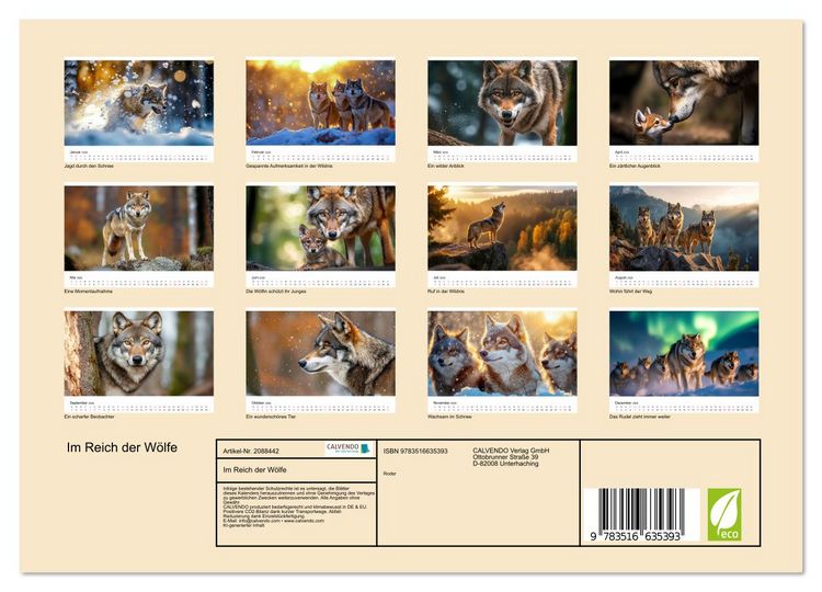 Produktbild: Im Reich der W&ouml;lfe (Wandkalender 2026 DIN A4 quer), CALVENDO Monatskalender