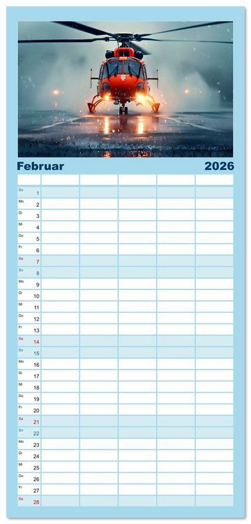 Produktbild: Familienplaner 2026 - Im Bann der Rettung - Rettungshubschrauber mit 5 Spalten (Wandkalender, 21 x 45 cm) CALVENDO