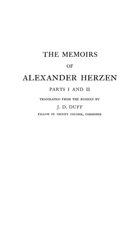 Produktbild: The Memoirs of Alexander Herzen, Parts I and II