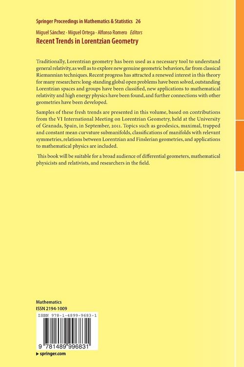 Produktbild: Recent Trends in Lorentzian Geometry