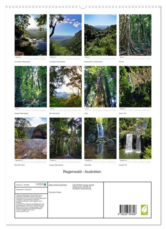 Produktbild: Regenwald - Australien (hochwertiger Premium Wandkalender 2026 DIN A2 hoch), Kunstdruck in Hochglanz