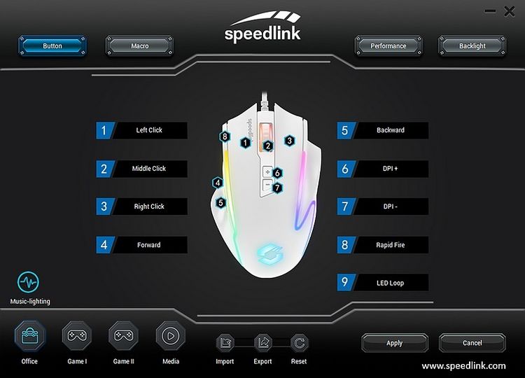 Produktbild: SPEEDLINK DECUS NX RGB Gaming Mouse, white