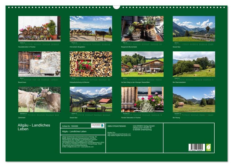 Produktbild: Allg&auml;u - Landliches Leben (Wandkalender 2026 DIN A2 quer), CALVENDO Monatskalender