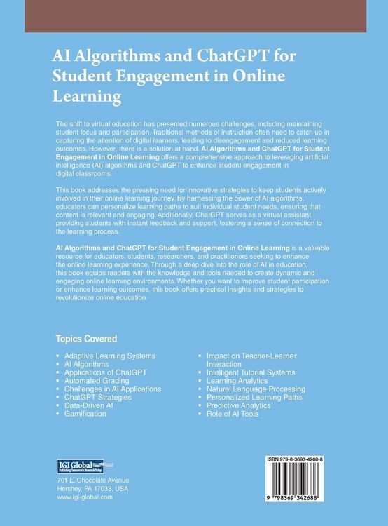 Produktbild: AI Algorithms and ChatGPT for Student Engagement in Online Learning