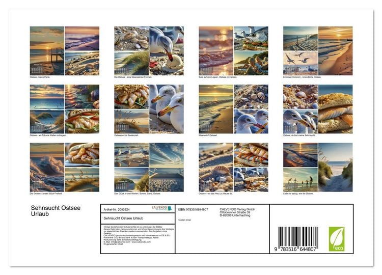 Produktbild: Sehnsucht Ostsee Urlaub (Wandkalender 2026 DIN A4 quer), CALVENDO Monatskalender