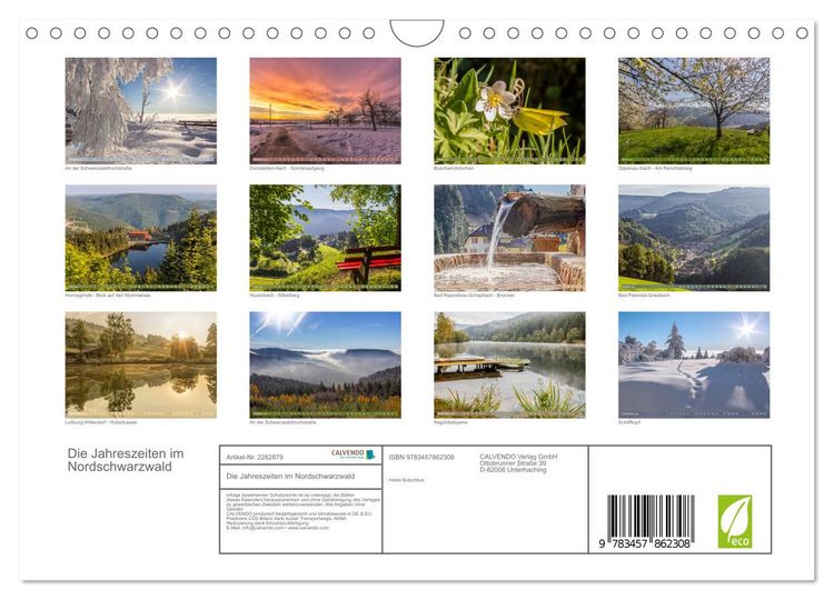 Produktbild: Die Jahreszeiten im Nordschwarzwald (Wandkalender 2026 DIN A4 quer), CALVENDO Monatskalender