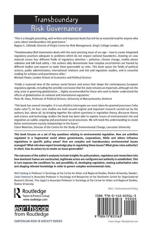 Produktbild: Transboundary Risk Governance