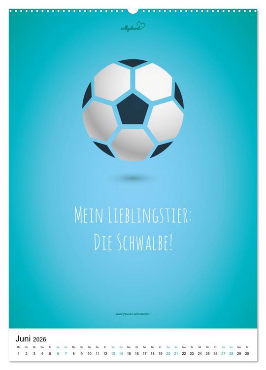 Produktbild: vollgeherzt: Der lustige Zitate-Wandkalender f&uuml;r Fu&szlig;ballfans und Sportbegeisterte! (Wandkalender 2026 DIN A2 hoch), CALVENDO Monatskalender