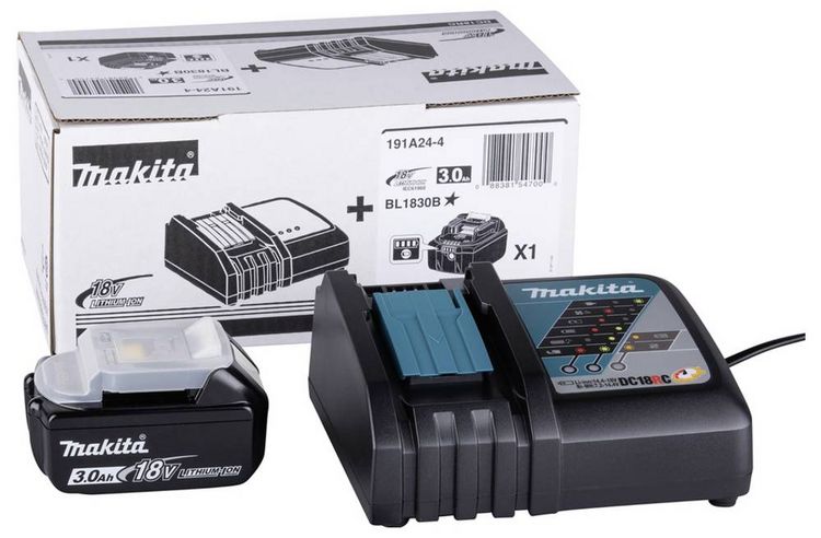 Produktbild: Makita 191A24-4 Werkzeug-Akku und Ladeger&auml;t 18V 3.0Ah Li-Ion