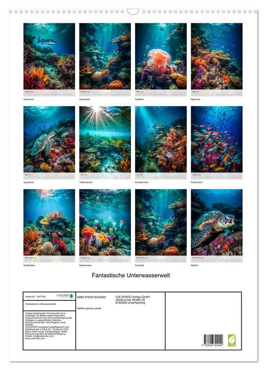 Produktbild: Fantastische Unterwasserwelt (Wandkalender 2026 DIN A2 hoch), CALVENDO Monatskalender