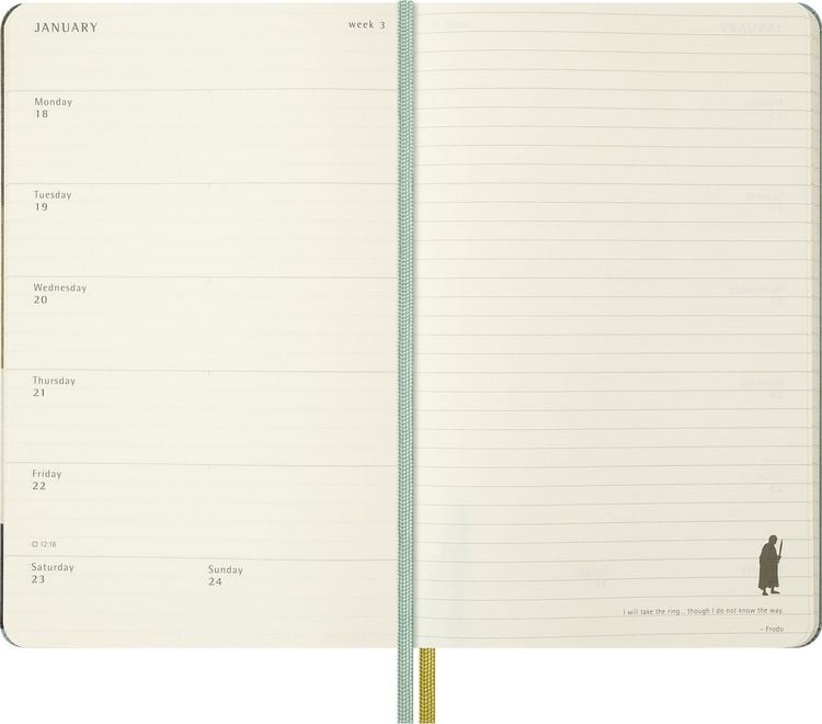Produktbild: Moleskine 18 Monate Der Herr der Ringe Wochen-Notizkalender 2026/2027, L/A5, 1 Wo = 1 Seite, fester Einband