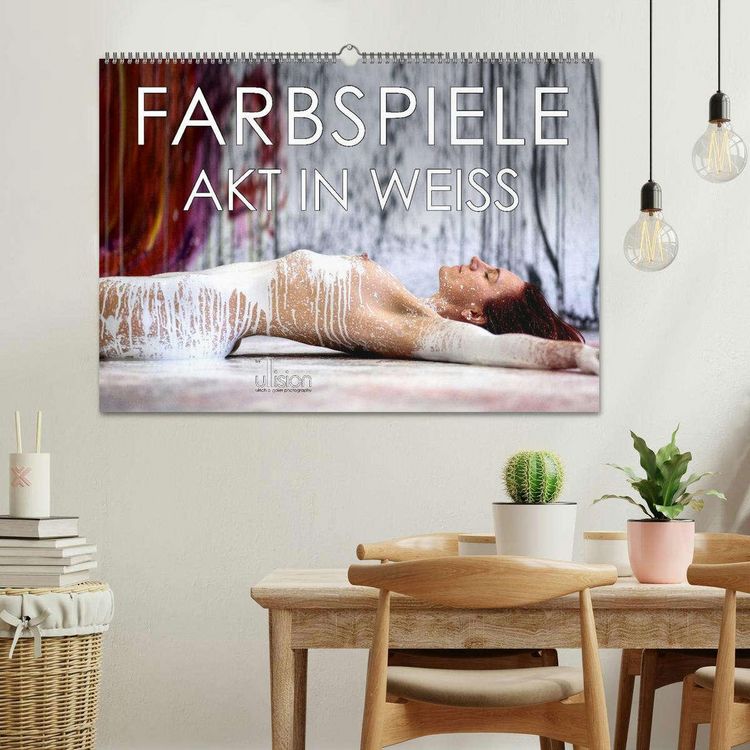 Produktbild: Farbspiele &ndash; Akt in Wei&szlig; (Wandkalender 2026 DIN A2 quer), CALVENDO Monatskalender