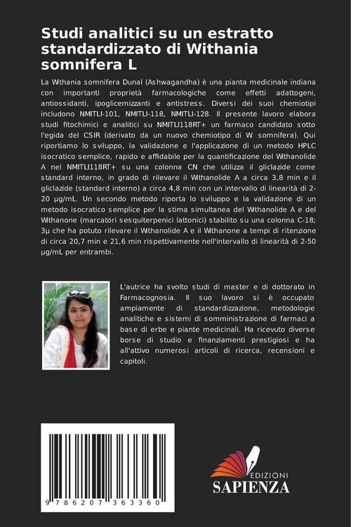 Produktbild: Studi analitici su un estratto standardizzato di Withania somnifera L