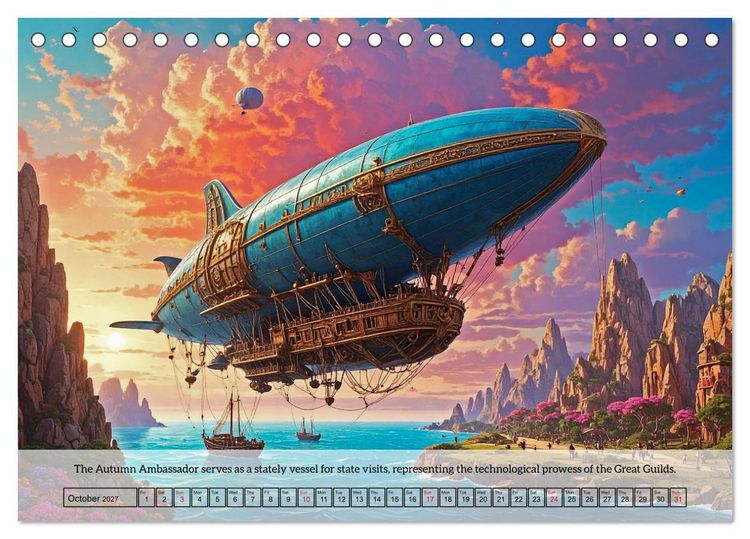 Produktbild: Chronicles of the crimson sky - A Steampunk Journey (Desk Calendar 2027 DIN A5 landscape), CALVENDO 12 Month DeskCalendar