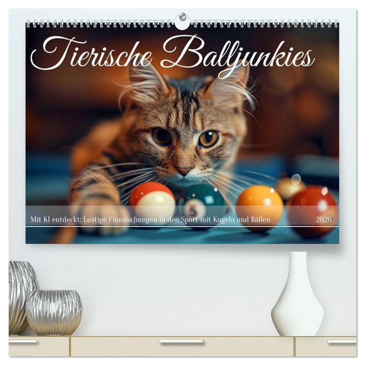 Produktbild: Tierische Balljunkies (hochwertiger Premium Wandkalender 2026 DIN A2 quer), Kunstdruck in Hochglanz