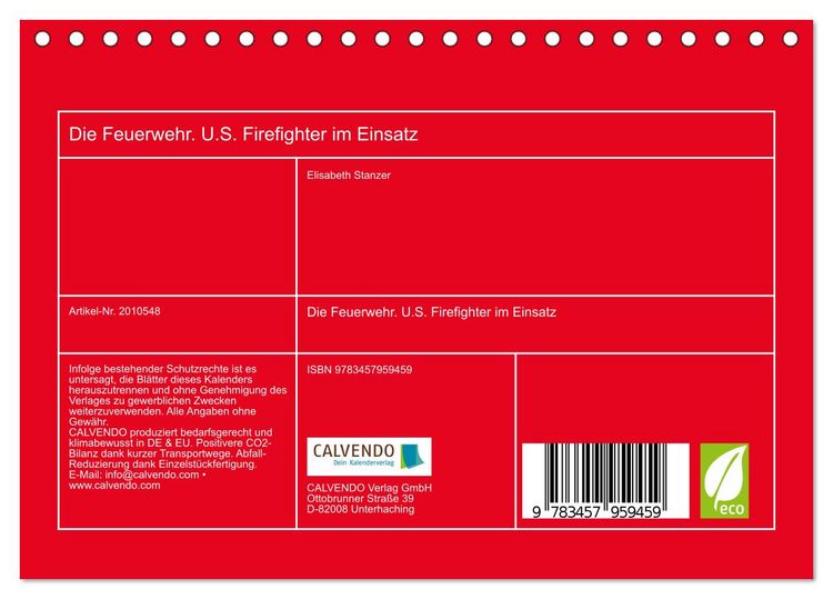 Produktbild: Die Feuerwehr. U.S. Firefighter im Einsatz (Tischkalender 2026 DIN A5 quer), CALVENDO Monatskalender