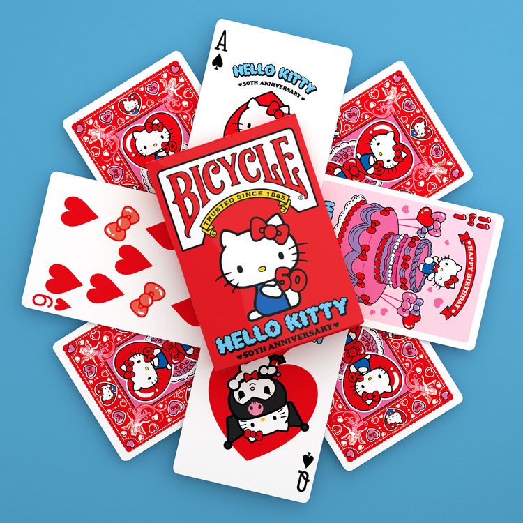 Produktbild: Bicycle&reg; Hello Kitty - 50th Anniversary (Designer Spielkarten, Poker, Skat...)
