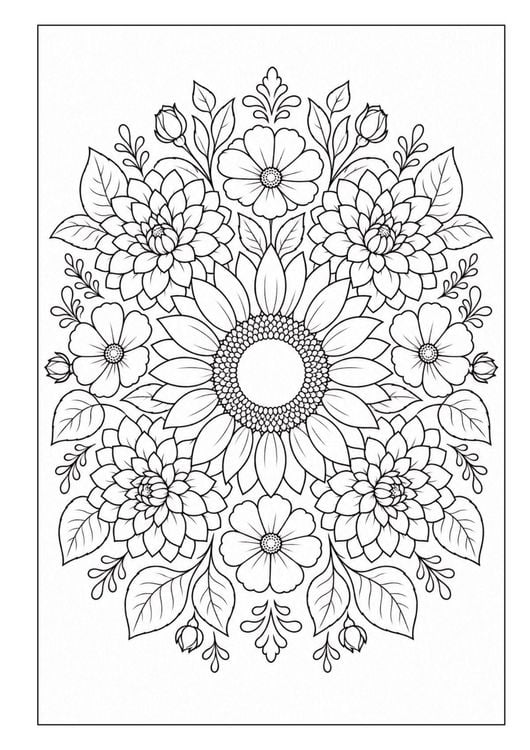 Produktbild: Mandala Blumen Malbuch f&uuml;r Erwachsene mit 100 floralen Ausmalmotiven