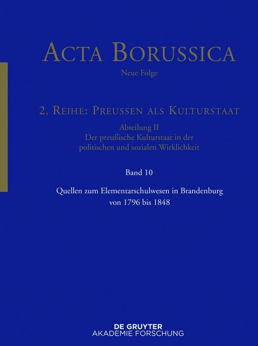 Produktbild: Quellen zum Elementarschulwesen in Brandenburg von 1796 bis 1848