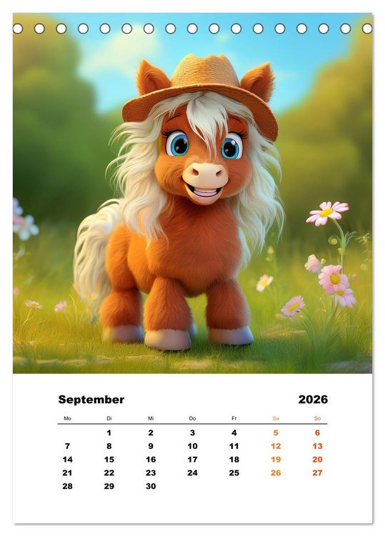 Produktbild: Lustige Ponys (Tischkalender 2026 DIN A5 hoch), CALVENDO Monatskalender