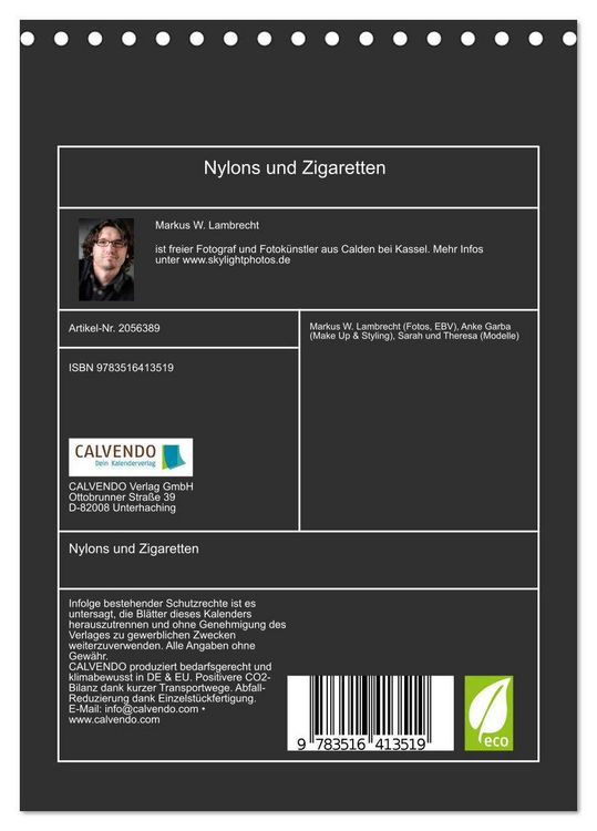 Produktbild: Nylons und Zigaretten (Tischkalender 2026 DIN A5 hoch), CALVENDO Monatskalender