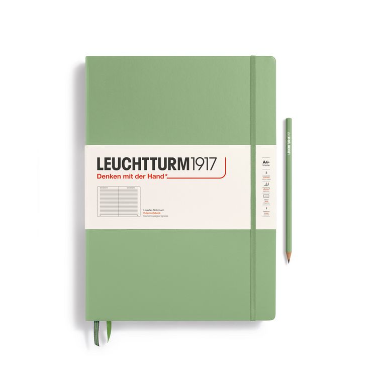 Produktbild: LEUCHTTURM1917 Notizbuch Master Classic (A4+), Hardcover, 235 nummerierte Seiten, Salbei, Liniert