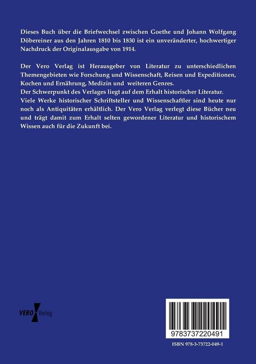 Produktbild: Briefwechsel zwischen Goethe und Johann Wolfgang D&ouml;bereiner