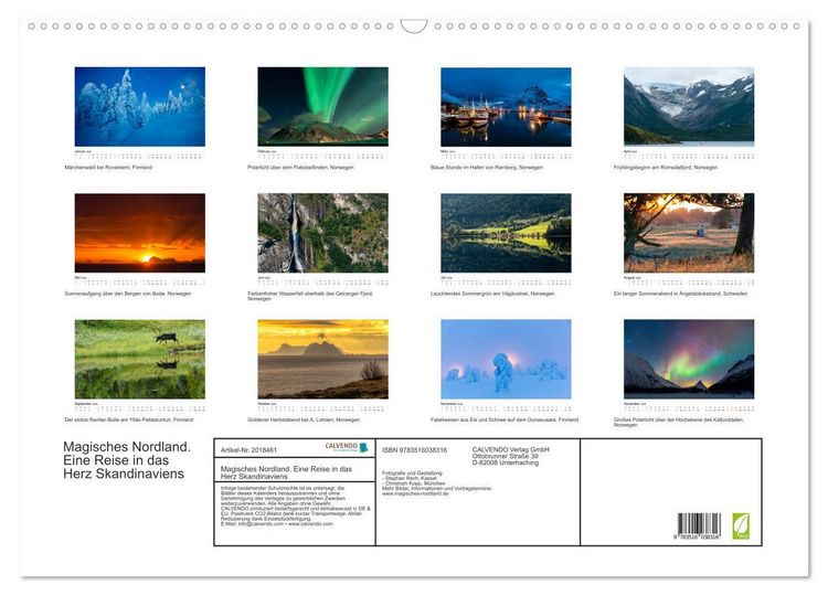 Produktbild: Magisches Nordland. Eine Reise in das Herz Skandinaviens (Wandkalender 2026 DIN A2 quer), CALVENDO Monatskalender