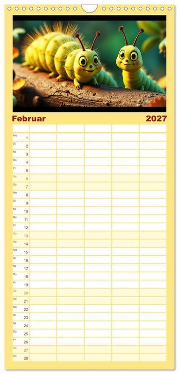 Produktbild: Familienplaner 2027 - Raupen-Rabatz - Ein Jahr voller Krabbelspa&szlig; mit 5 Spalten (Wandkalender, 21 x 45 cm) CALVENDO