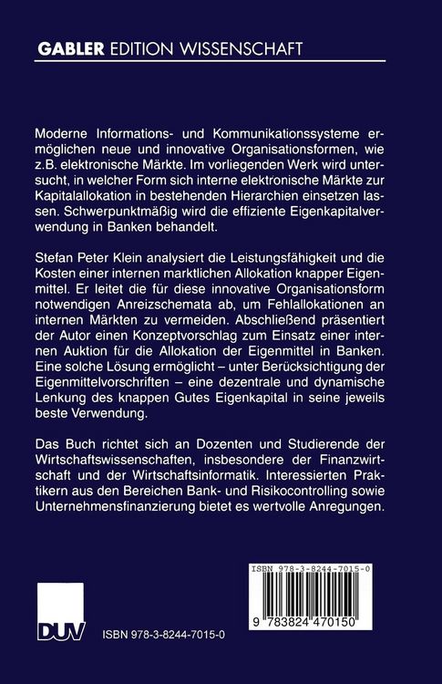 Produktbild: Interne elektronische Kapitalm&auml;rkte in Banken