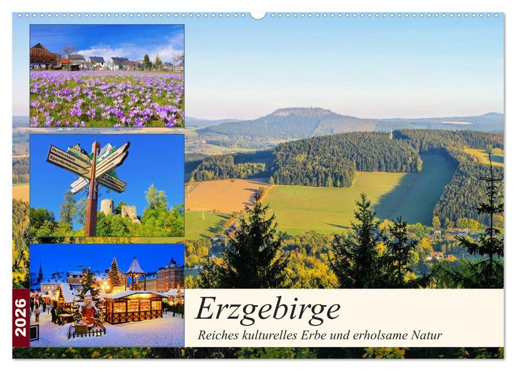 Produktbild: Erzgebirge - Reiches kulturelles Erbe und erholsame Natur (Wandkalender 2026 DIN A2 quer), CALVENDO Monatskalender