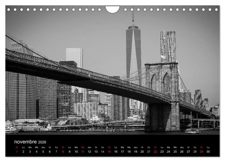 Produktbild: New York en noir et blanc (Calendrier mural 2026 DIN A4 vertical), CALVENDO calendrier mensuel