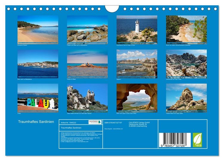 Produktbild: Traumhaftes Sardinien (Wandkalender 2026 DIN A4 quer), CALVENDO Monatskalender