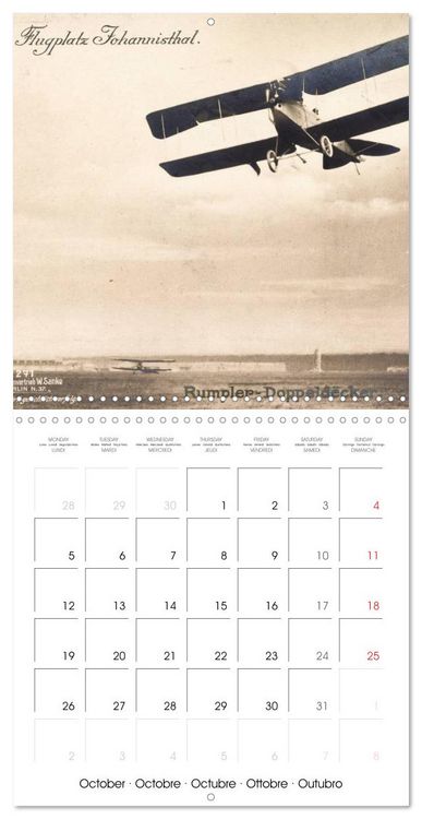 Produktbild: Avions biplans sur cartes postales anciennes (Calendrier mural carr&eacute; 2026 30x30 cm) Calendrier double avec une page pour vos prises de notes