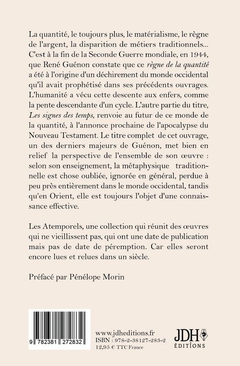 Produktbild: Le R&egrave;gne de la Quantit&eacute; et les Signes des Temps - &eacute;dition 2022 - Pr&eacute;face par P&eacute;n&eacute;lope Morin