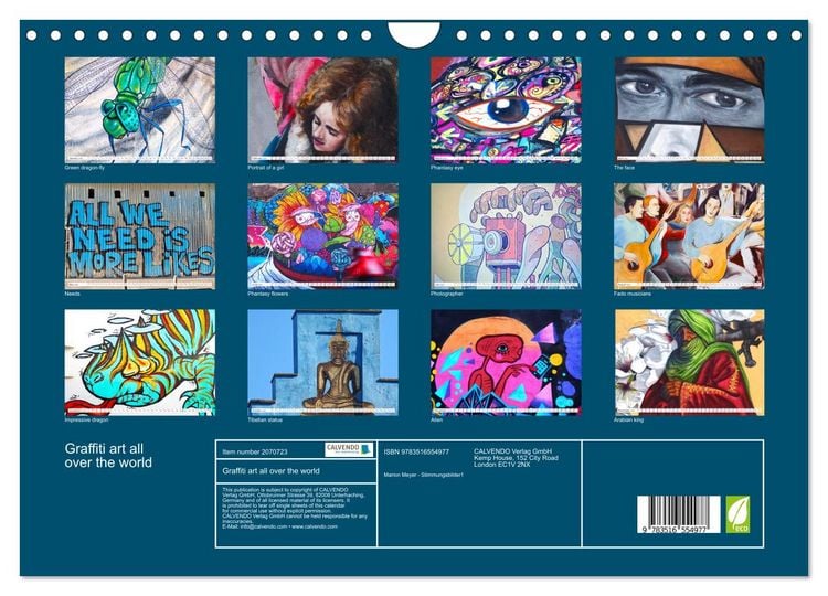 Produktbild: Graffiti art all over the world (Wall Calendar 2026 DIN A4 landscape), CALVENDO 12 Month Wall Calendar