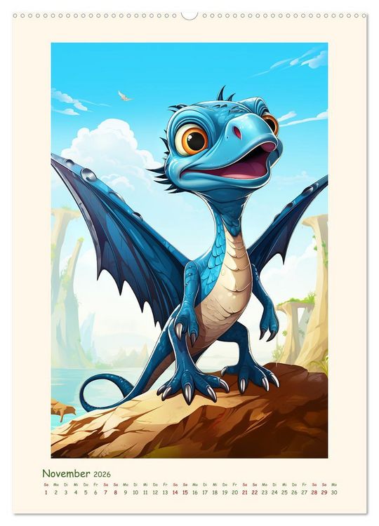 Produktbild: Happy Dinos (hochwertiger Premium Wandkalender 2026 DIN A2 hoch), Kunstdruck in Hochglanz