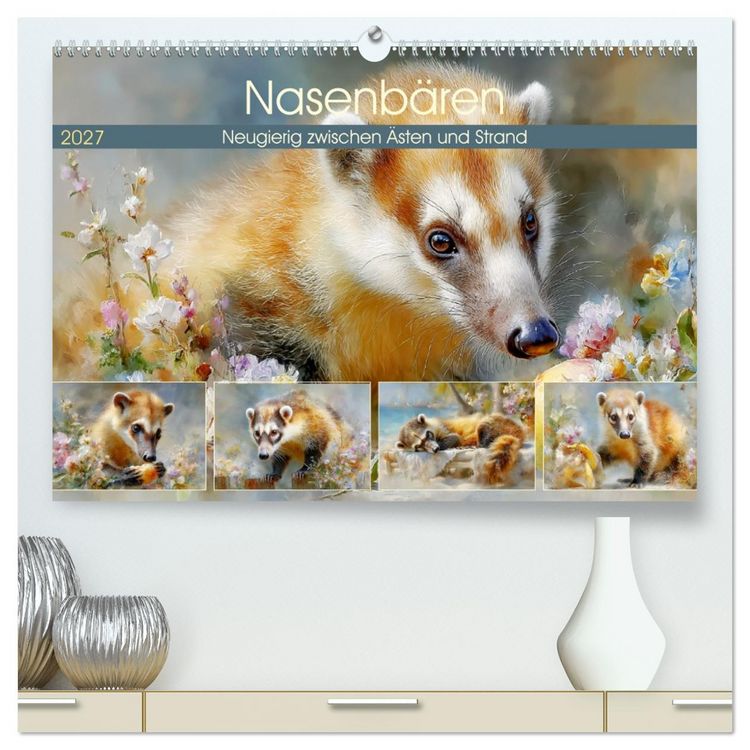 Produktbild: Nasenb&auml;ren. Neugierig zwischen &Auml;sten und Strand (hochwertiger Premium Wandkalender 2027 DIN A2 quer), Kunstdruck in Hochglanz