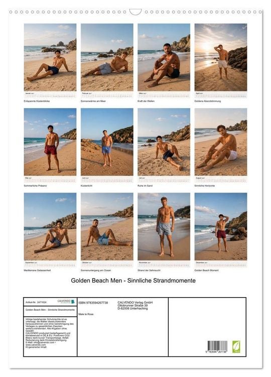 Produktbild: Golden Beach Men - Sinnliche Strandmomente (Wandkalender 2027 DIN A2 hoch), CALVENDO Monatskalender