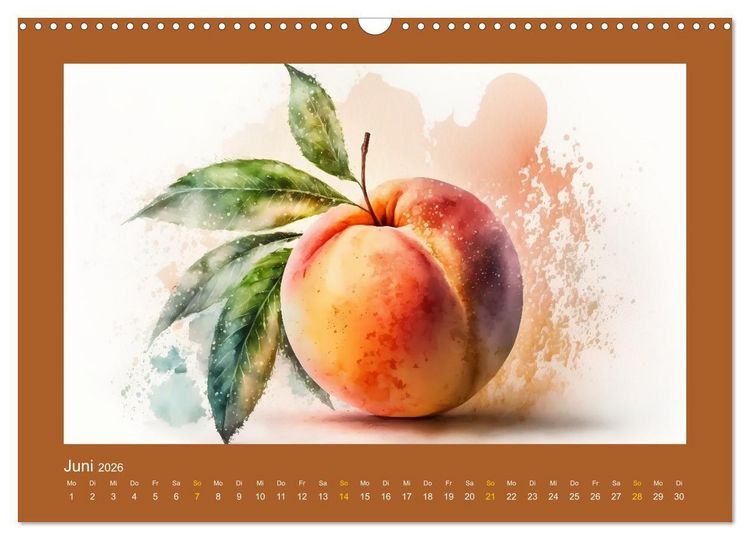Produktbild: Fr&uuml;chte in Wasserfarben - Fruchtige KI-Kunst f&uuml;r das ganze Jahr (Wandkalender 2026 DIN A3 quer), CALVENDO Monatskalender