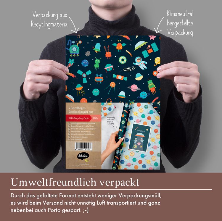 Produktbild: Geschenkpapier-Set f&uuml;r Kinder: Weltall (Astronauten/ Raketen/ Weltraum)