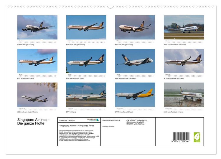 Produktbild: Singapore Airlines - Die ganze Flotte (hochwertiger Premium Wandkalender 2026 DIN A2 quer), Kunstdruck in Hochglanz