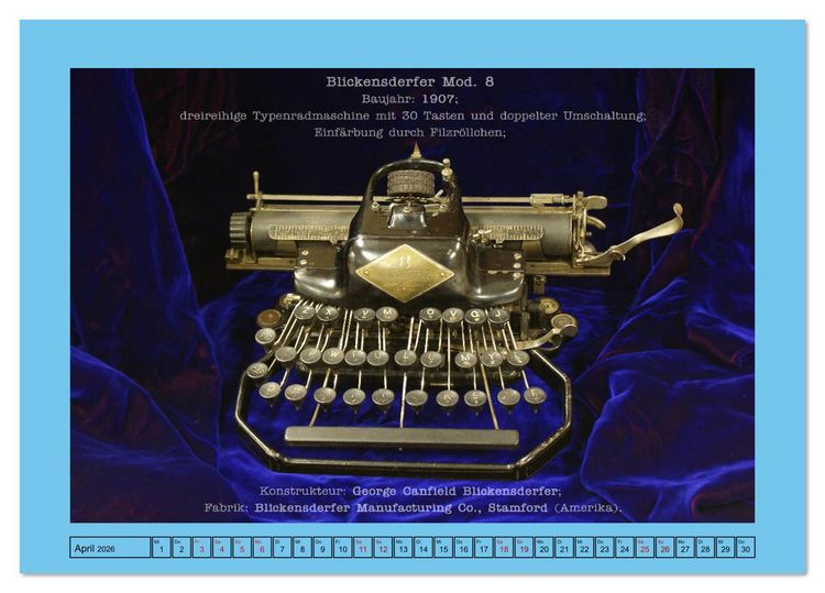 Produktbild: Schreibmaschinen um 1900 (Tischkalender 2026 DIN A5 quer), CALVENDO Monatskalender